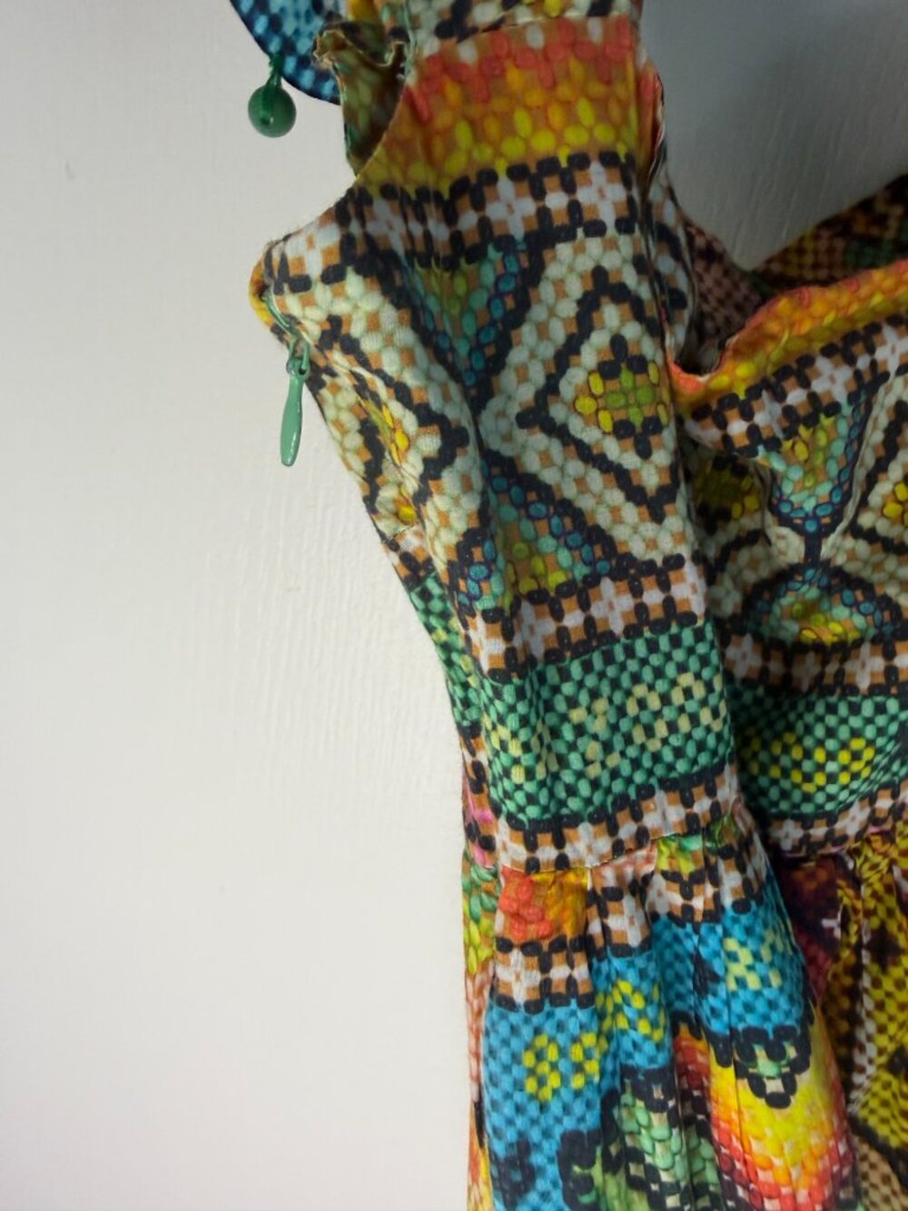 FARM Rio Mixed Prints Patchwork Dress-Midi-XS- Beaded-Tassels- XS- MSRP $325 - Picture 3 of 16